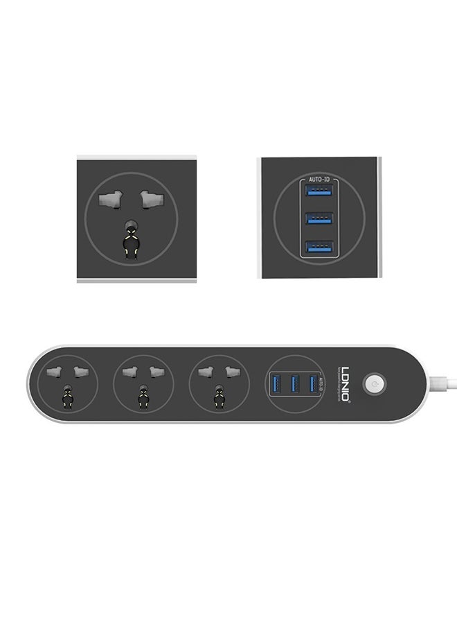 LDNIO SC3301 Quick Charge USB Power Strip Black/Grey  - Image 3
