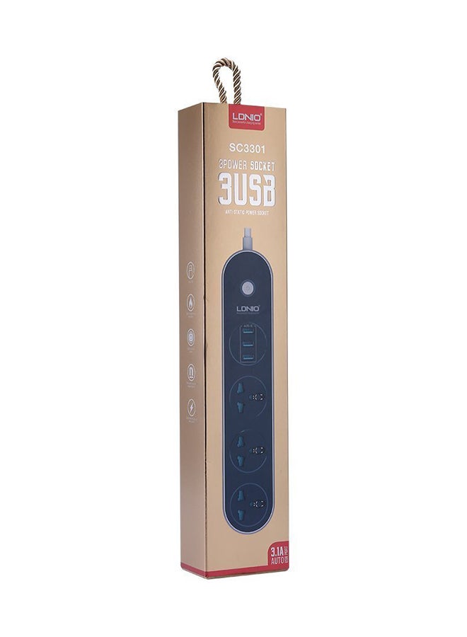 SC3301 Quick Charge USB Power Strip Black/Grey