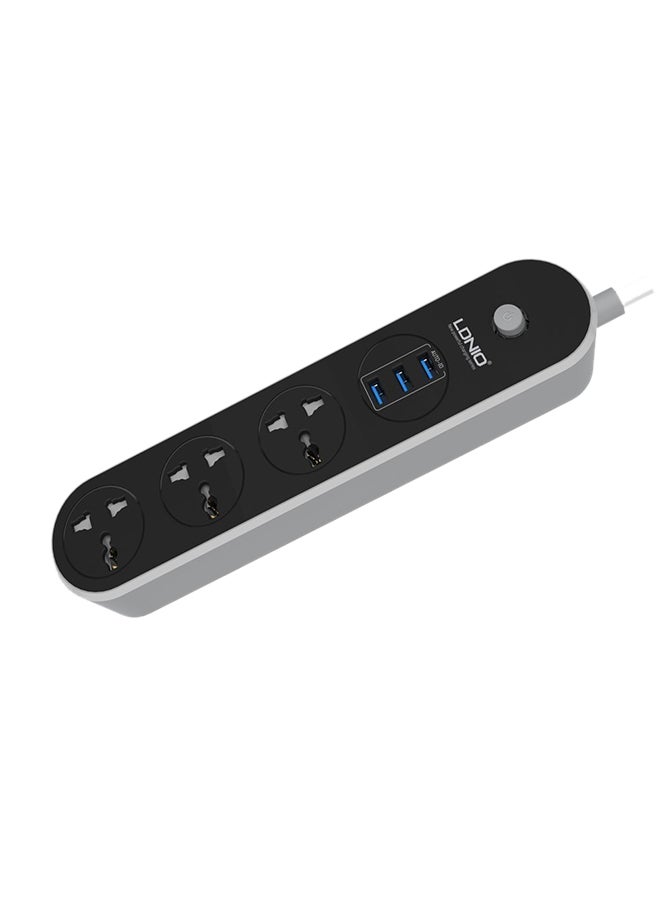 LDNIO SC3301 Quick Charge USB Power Strip Black/Grey  - Image 1
