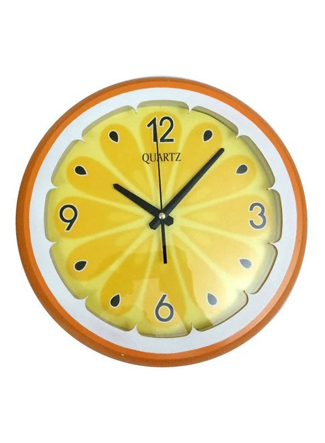 Round Analog Wall Clock Orange 34 x 34cm