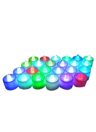 طقم شموع LED إلكترونية بدون دخان من 24 قطعة متعدد الألوان - v1560415132/N26647262A_1
