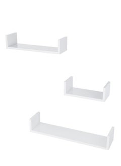 3-Piece U-Shape Floating Wall Shelve Set White