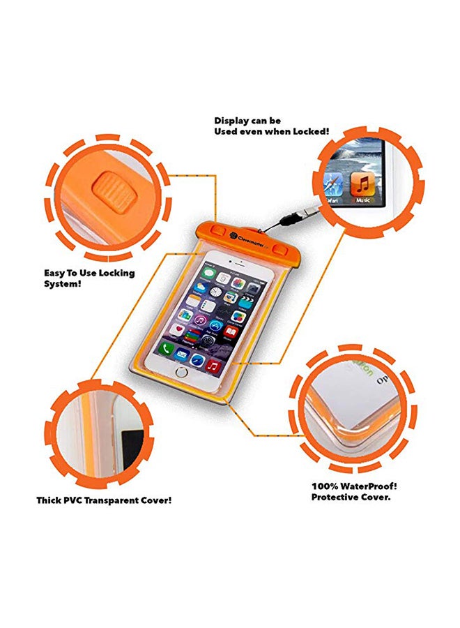 Waterproof Bag Case Cover For Mobile Phone Upto 6.5 Inch Orange - Image 2