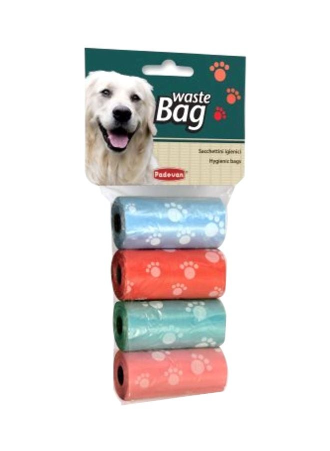 4-Piece Waste Bag Rolls Blue/Pink/Orange
