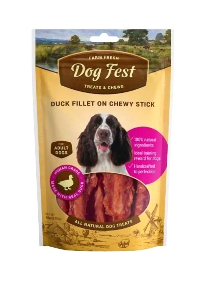 Dog Fest Duck Fillets On Chewy Sticks Brown 90grams