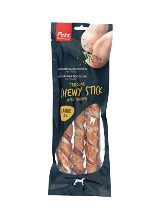 Pets Unlimited - Tricolor Chewy Stick with Chicken Brown/Beige L - Image 1