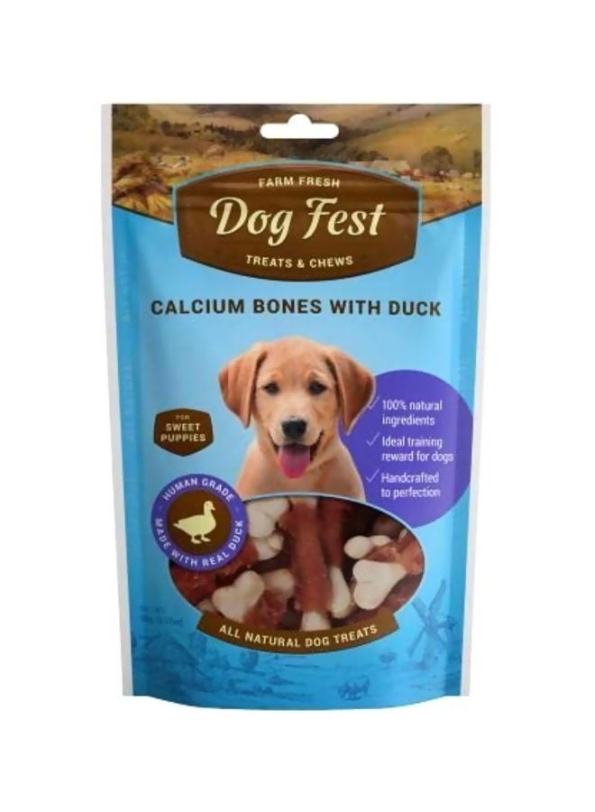 Dog Fest - Calcium Bones With Duck Pet Food Brown/White 90grams - Image 1