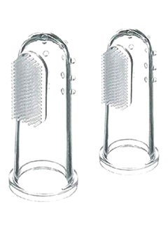 Generic 2-Piece Silicone Finger Toothbrush Clear/White  - Image 1