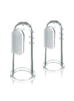 Generic 2-Piece Silicone Finger Toothbrush Clear/White  - Image 2