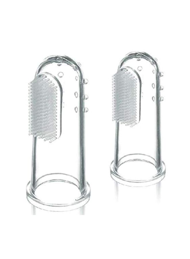 2-Piece Silicone Finger Toothbrush Clear/White - Image 2