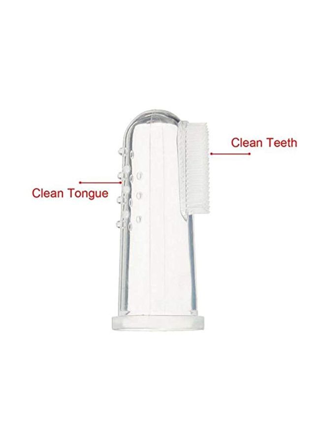2-Piece Silicone Finger Toothbrush Clear/White - Image 3