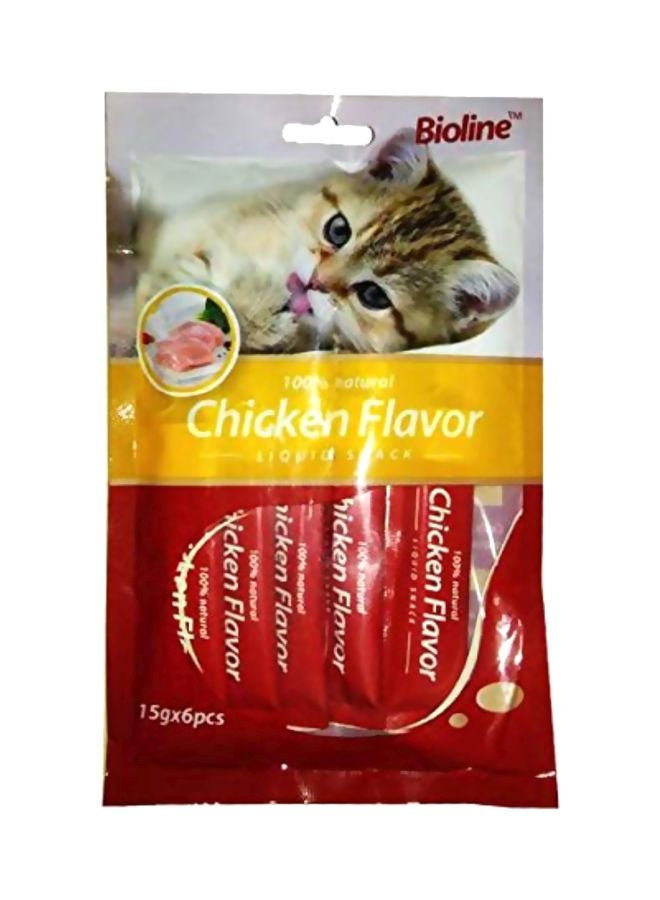 بايولاين مجموعة وجبات خفيفة سائلة بنكهة الدجاج مكونة من 6 قطع أحمر 15جرام