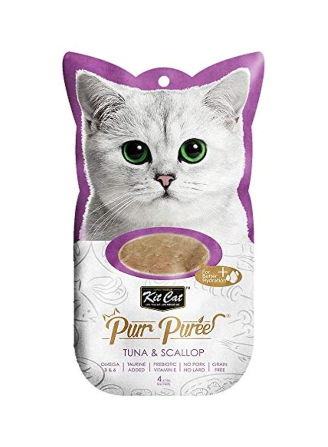 Kit Cat Puree Tuna And Scallop Flavour Cat Food 15G Pack of 4