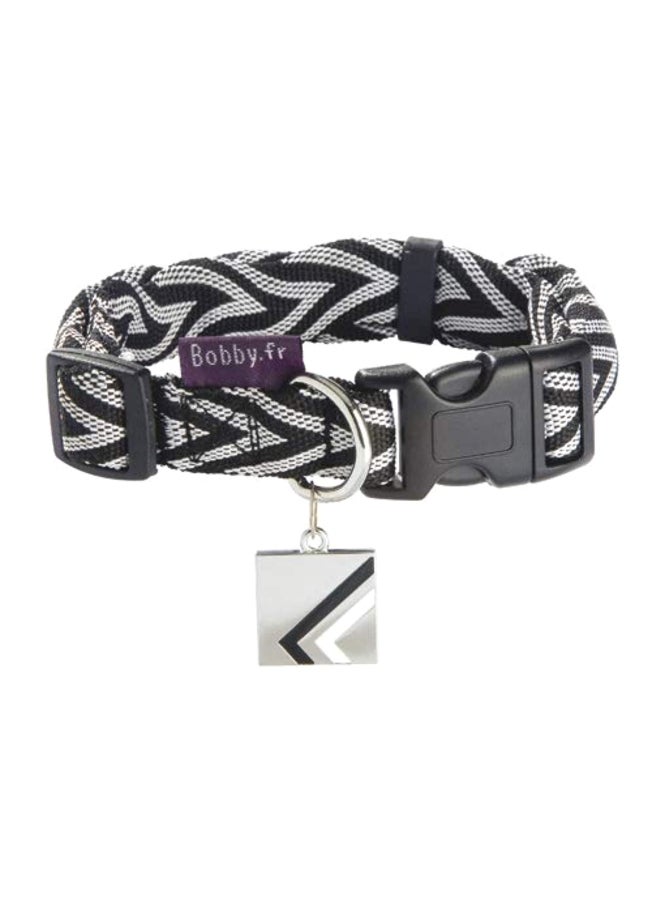 Bobby Nylon Dog Collar Black/White/Silver