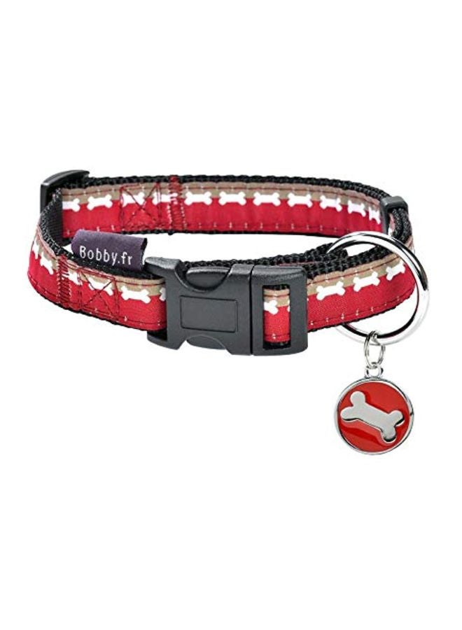 Bonjour Nylon Dog Collar Red/Black/Beige M - v1560425660/N26726106A_1