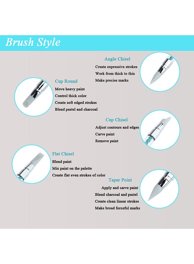 ANSELF 3-Piece Acrylic Handle Rhinestone Nail Art Brushes Silicone Head Carving Salon Tool Set Gold - Image 2