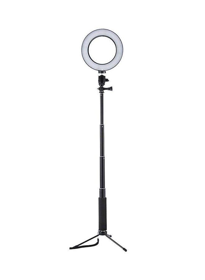 Mini LED Photography Ring Light With Tripod Stand Black