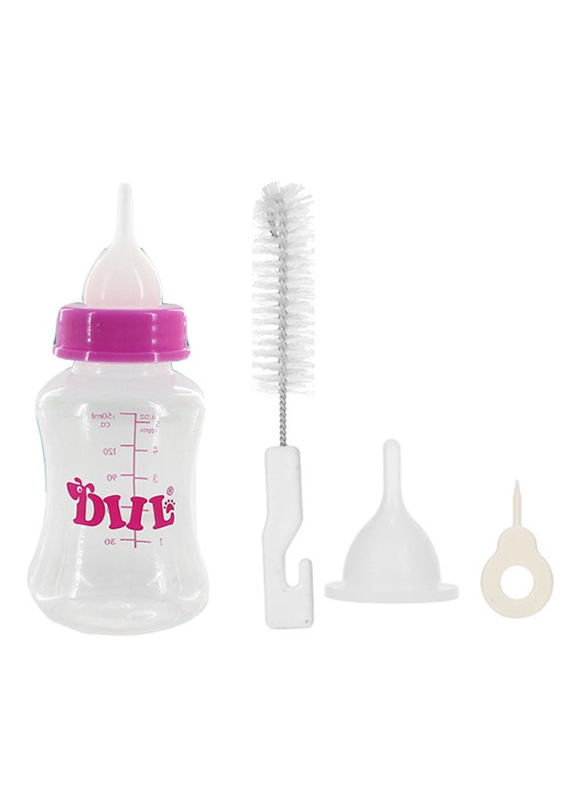 Generic Puppy Kitten Feeding Bottle Kit Clear/Pink 150ml 