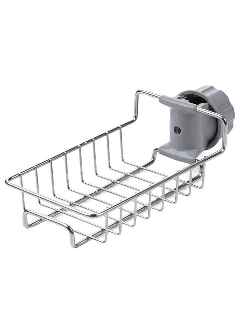 سلة تخزين معلقة على حوض المطبخ فضي/ رمادي