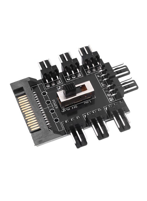 SATA 1 To 8 PWM Splitter Cooling Fan Hub Controller Black
