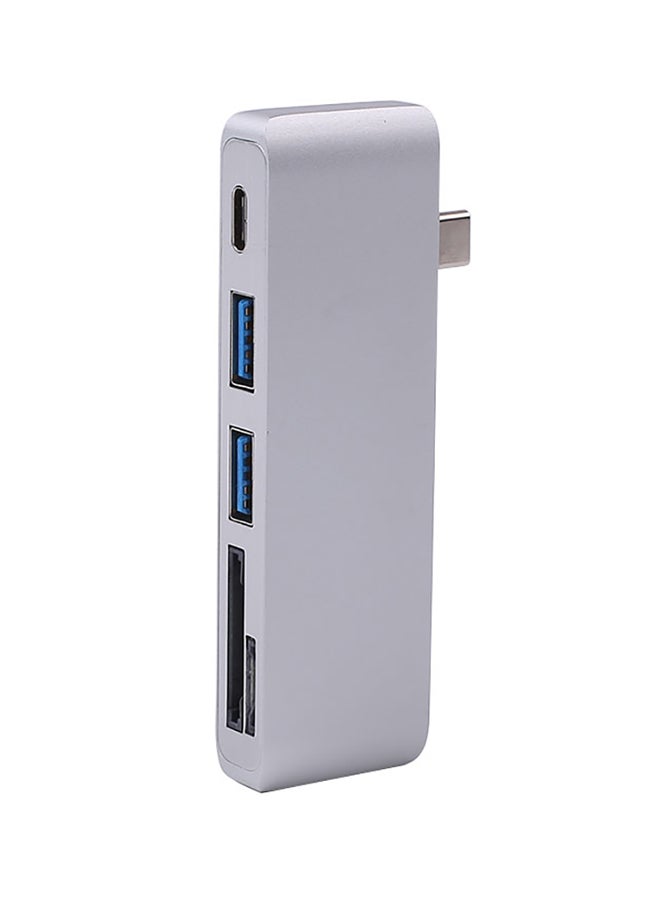 Generic - 5-In-1 USB-C To Type C Card Reader Hub Silver - Image 1