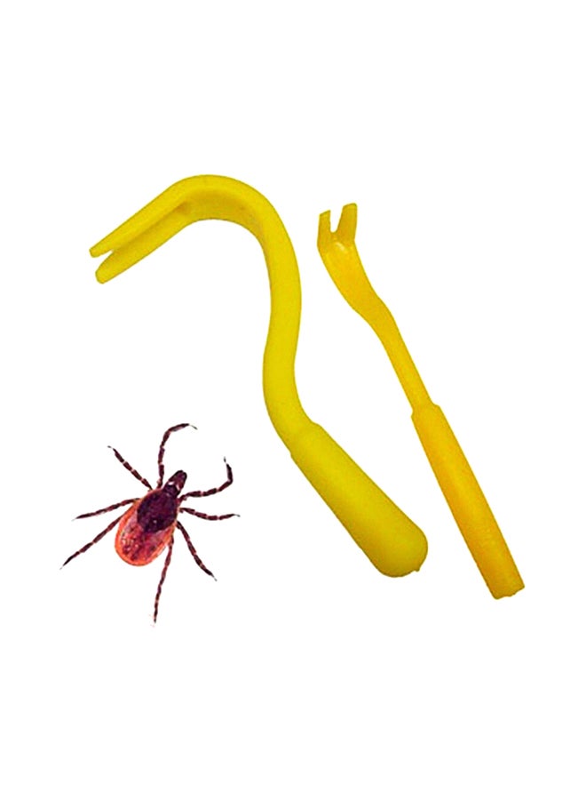 مجموعة أدوات بتصميم خطاف للخدش وإزالة القراد والقمل والبراغيث من الحيوانات الأليفة، من قطعتين بحجمين أصفر 5x1x2سم - Image 5