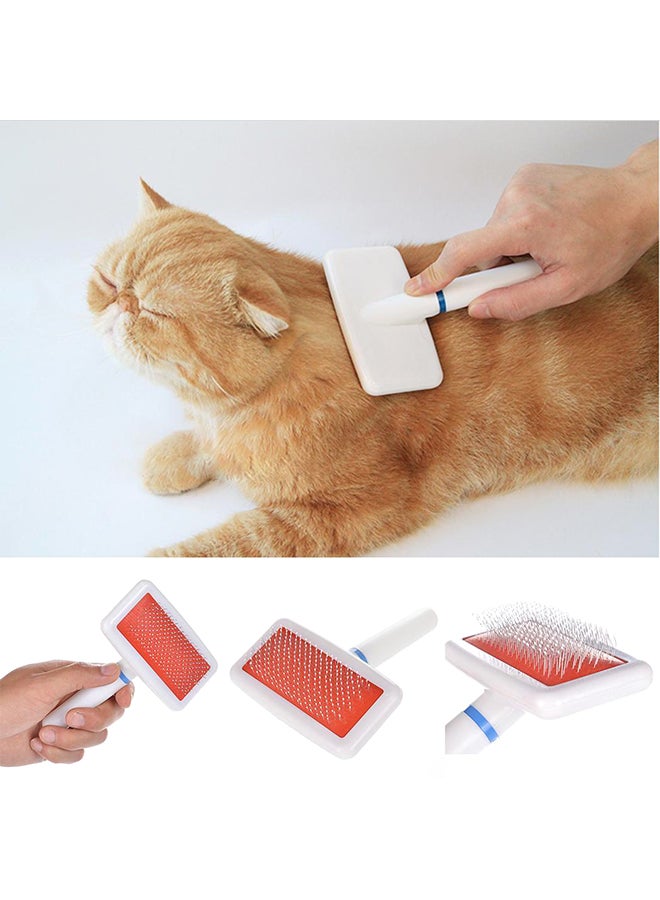 فرشاة تنظيف تستخدم كمشط تصفيف متعدد الوظائف بأسنان من المعدن على شكل إبر، للقطط والكلاب والحيوانات الأليفة أبيض 20x5x10سم - Image 2