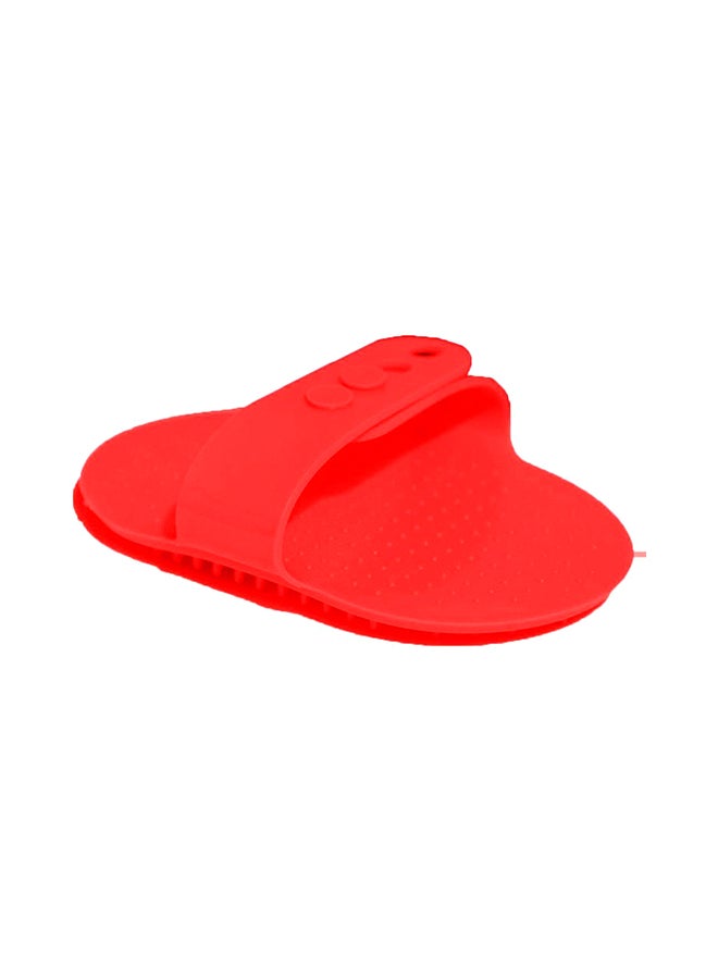 Rubber Material Pet Cleaning Oval Dog Massage Bath Adjustable Brush Comb Red 13x2x12cm - Image 1