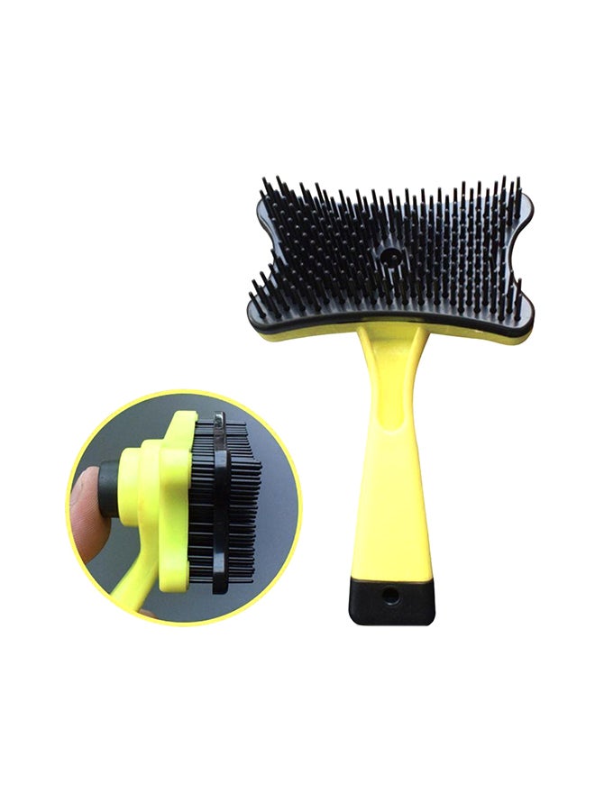 Pet Dogs Cats Multi-Function Hair Grooming Comb Cleaning Brush Yellow/Black 7.87x2.36x4.92inch