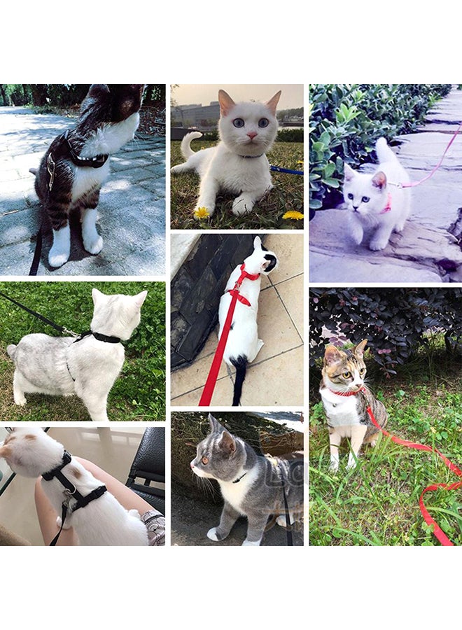 Generic Adjustable Pet Cat Nylon Collar Lead Leash Pet Harness Belt Black 10x2x8centimeter  - Image 2
