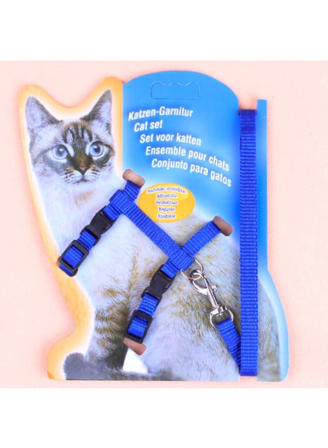 Generic Adjustable Pet Cat Nylon Collar Lead Leash Pet Harness Belt Blue 8.66x0.79x6.89inch  - Image 3