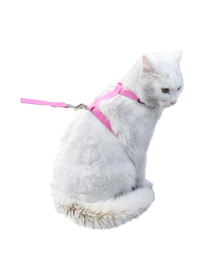 Generic Adjustable Pet Cat Nylon Collar Lead Leash Pet Harness Belt Pink 8.66x0.79x6.89inch  - Image 2