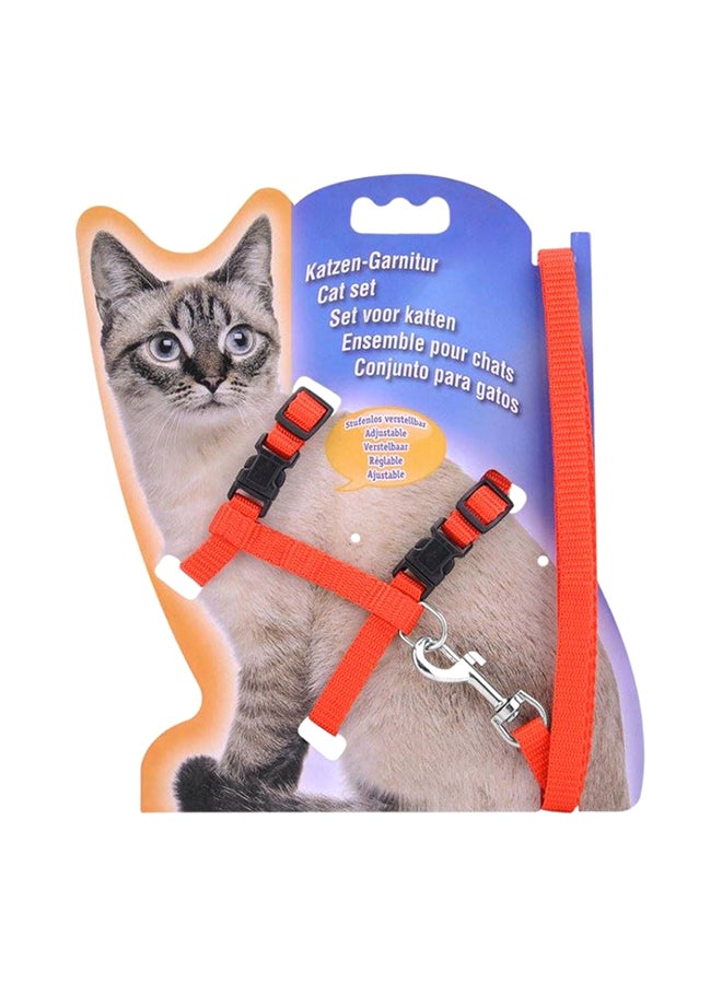 Generic Adjustable Pet Cat Nylon Collar Lead Leash Pet Harness Belt Red 8.66x0.79x6.89inch  - Image 1