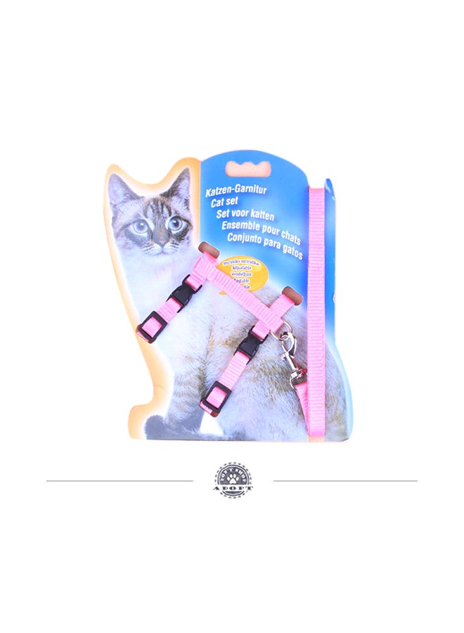 Generic Adjustable Pet Cat Nylon Collar Lead Leash Pet Harness Belt Pink 8.66x0.79x6.89inch  - Image 5