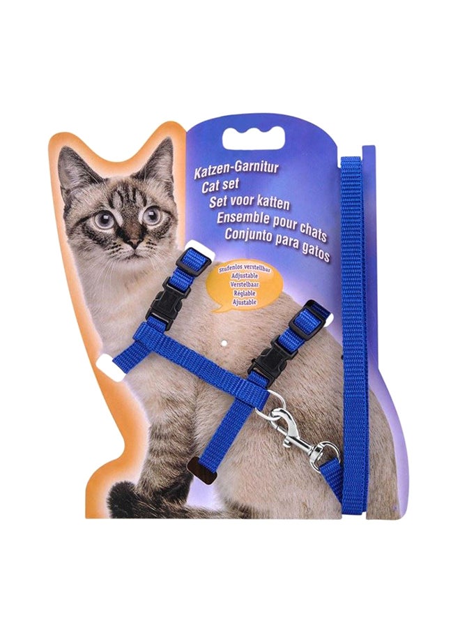 Generic Adjustable Pet Cat Nylon Collar Lead Leash Pet Harness Belt Blue 8.66x0.79x6.89inch  - Image 1