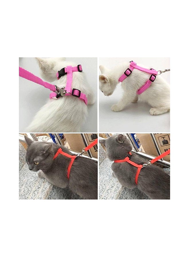 Generic Adjustable Pet Cat Nylon Collar Lead Leash Pet Harness Belt Red 8.66x0.79x6.89inch  - Image 3