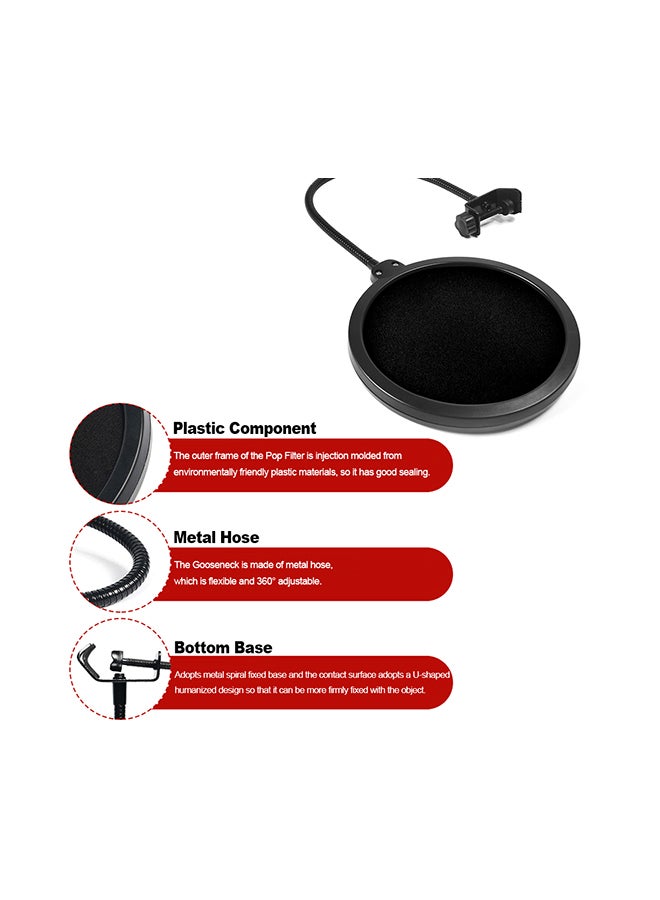 ميكروفون دائري مع حامل من المعدن V488 أسود - Image 3