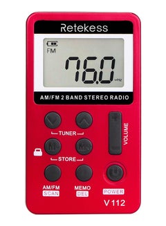 Retekess Portable AM/FM Digital Radio With Earphones V376 Red  - Image 4