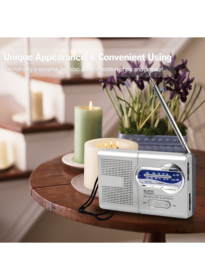 Generic AM/FM Dual Band Telescopic Antenna Radio V495 Silver/Black  - Image 5