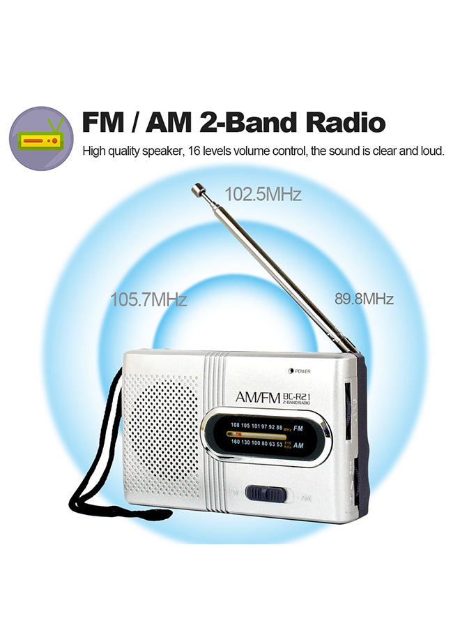 Generic AM/FM Dual Band Telescopic Antenna Radio V495 Silver/Black  - Image 3