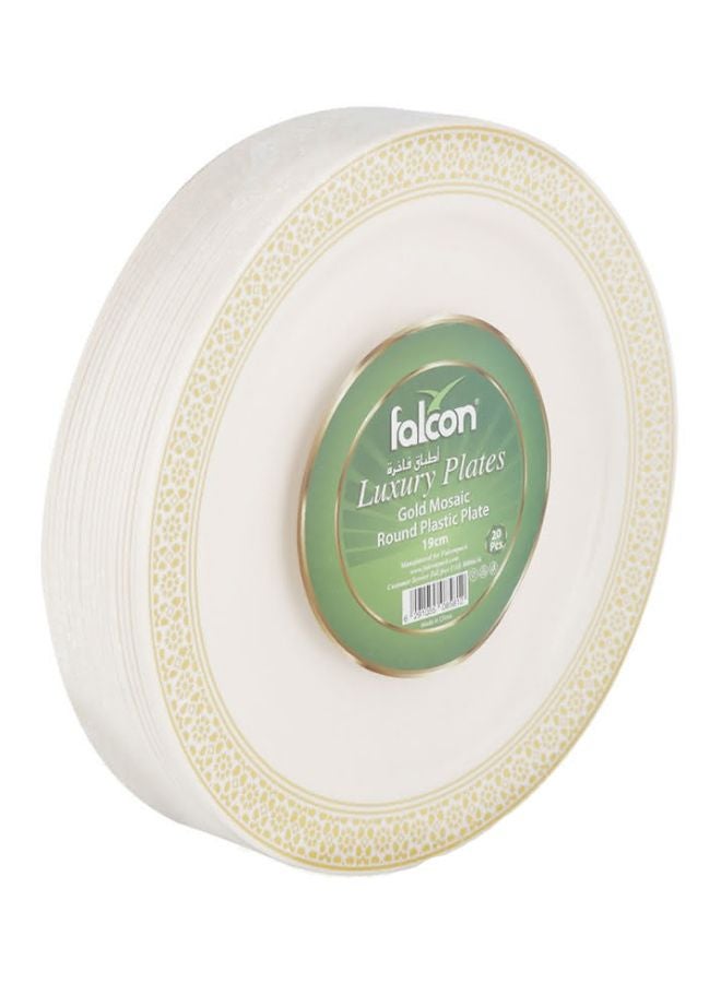Falcon Mosaic Round Plastic Plate Ivory 19cm