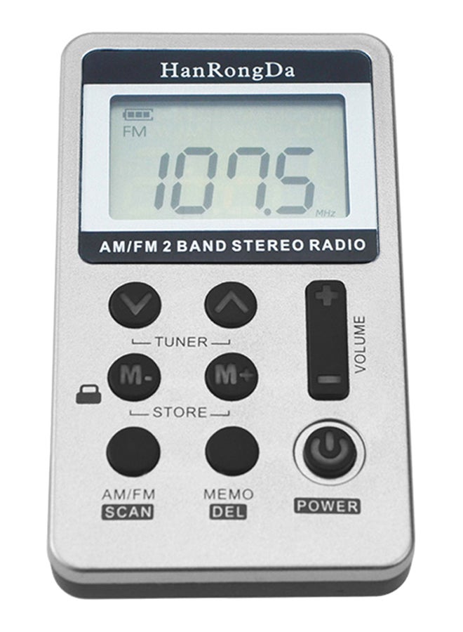 HanRongDa Portable Pocket FM Radio With Headphone V432 Black/White  - Image 2