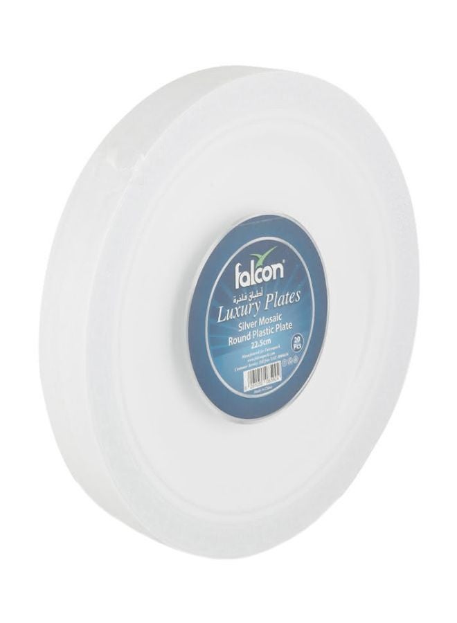 Falcon 20-Piece Silver Mosaic Round Plate White 22.5cm