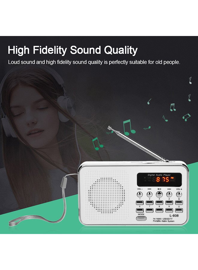 Digital Portable MP3 Speaker Audio Player V341 White/Silver  - Image 3
