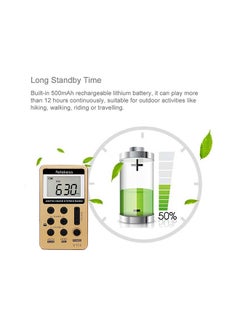 Retekess Portable Pocket Digital Radio Tuning With Earphone V376 Gold/Black  - Image 5