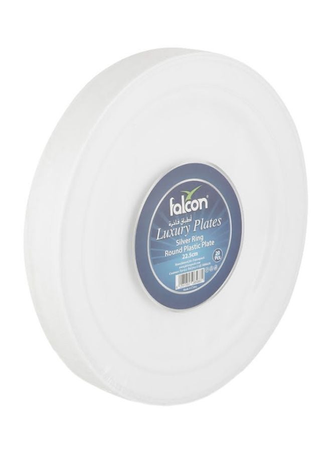 Falcon 20-Piece Silver Ring Round Plate White 22.5cm 