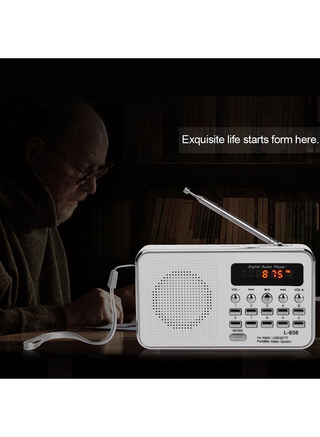 Digital Portable MP3 Speaker Audio Player V341 White/Silver  - Image 4