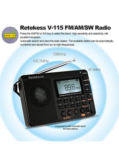 Retekess FM Radio Multiband Radio Receiver V293 Black  - Image 4