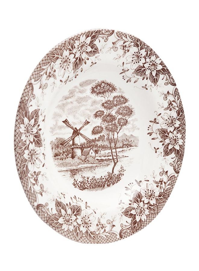 Claytan Windmill Printed Dinner Plate Brown/White 23.3cm 
