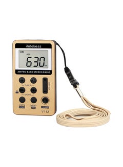 Retekess Portable Pocket Digital Radio Tuning With Earphone V376 Gold/Black  - Image 2
